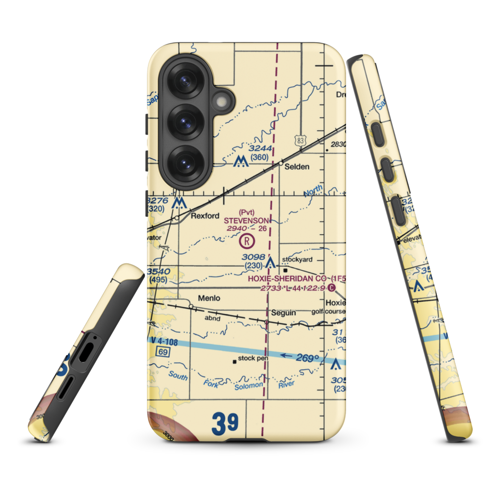 Stevenson Private Airport (6KS2) VFR Sectional Samsung Phone Case Samsung Galaxy S25 Plus model shown
