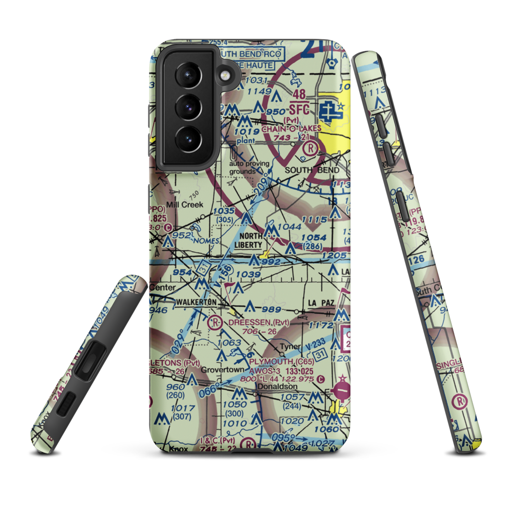 Stewarts Green Acres Airport (IN38) VFR Sectional Samsung Phone Case Samsung Galaxy S21 Plus model shown