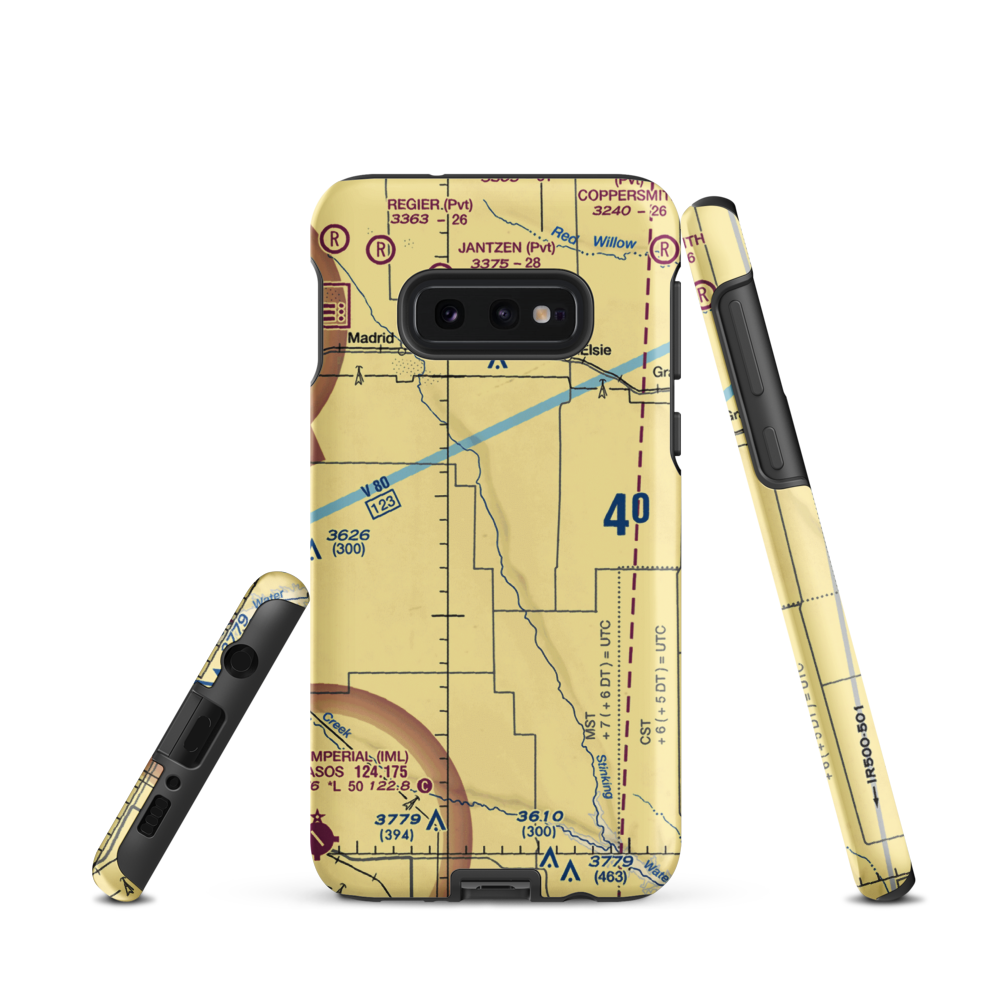 Stinking Water Creek Airport (NE73) VFR Sectional Samsung Phone Case Samsung Galaxy S10 Plus model shown