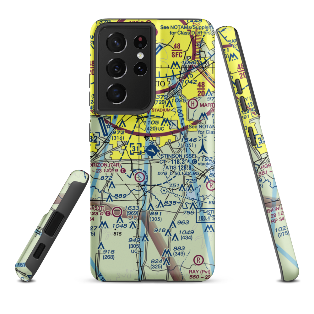 Stinson Municipal Airport (SSF) VFR Sectional Samsung Phone Case Samsung Galaxy S21 Ultra model shown