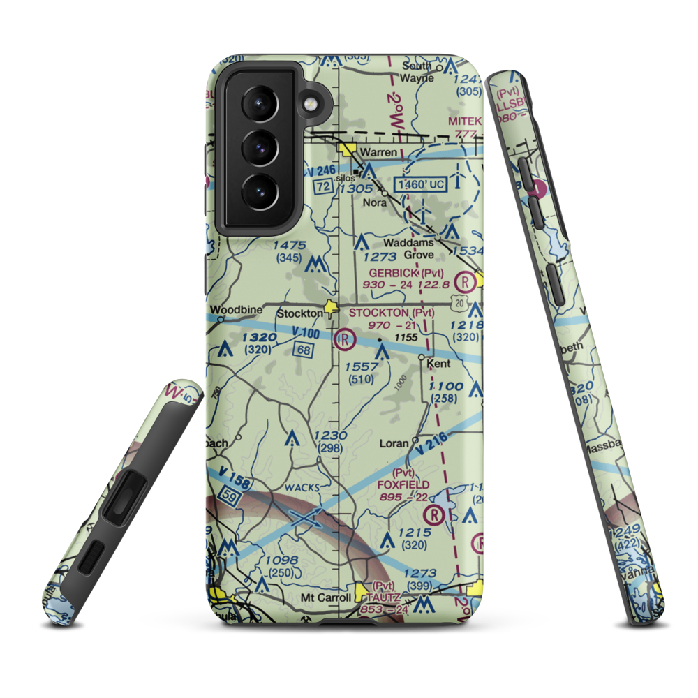 Stockton Airport (IS37) VFR Sectional Samsung Phone Case Samsung Galaxy S21 Plus model shown