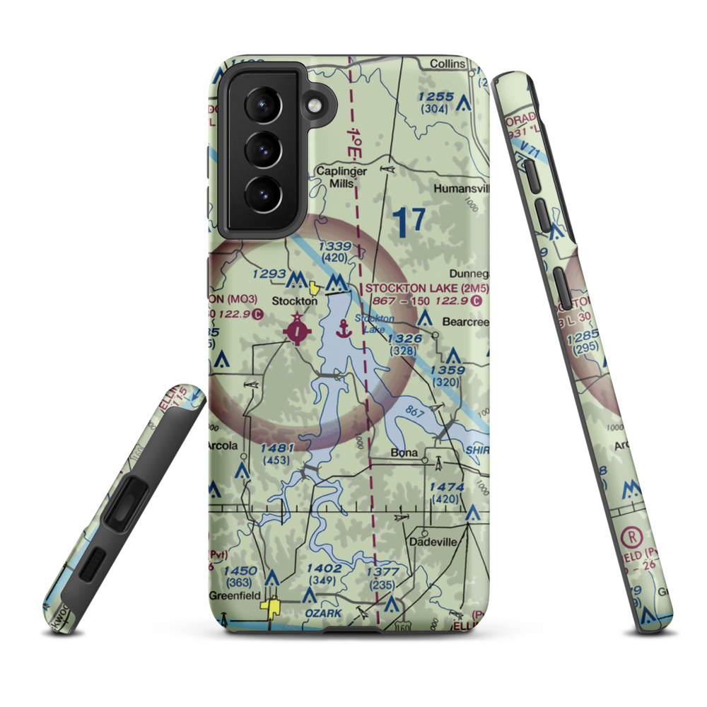 Stockton Lake Seaplane Base (2M5) VFR Sectional Samsung Phone Case Samsung Galaxy S21 FE model shown