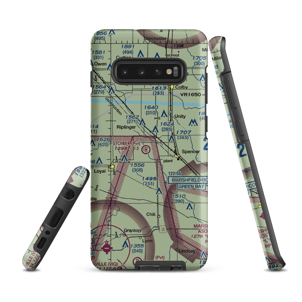 Stoiber Airport (44WI) VFR Sectional Samsung Phone Case Samsung Galaxy S10 Plus model shown