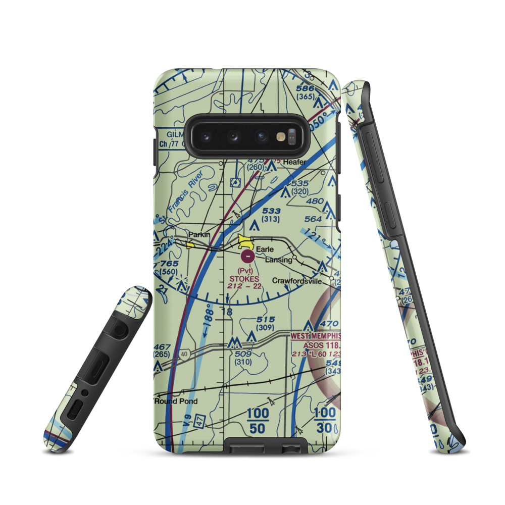 Stokes Airport (63AR) VFR Sectional Samsung Phone Case Samsung Galaxy S10 model shown