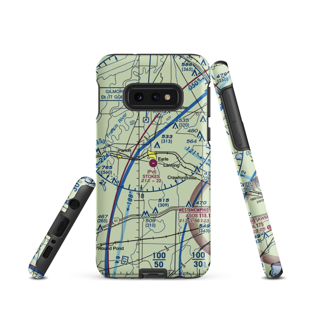 Stokes Airport (63AR) VFR Sectional Samsung Phone Case Samsung Galaxy S10e model shown