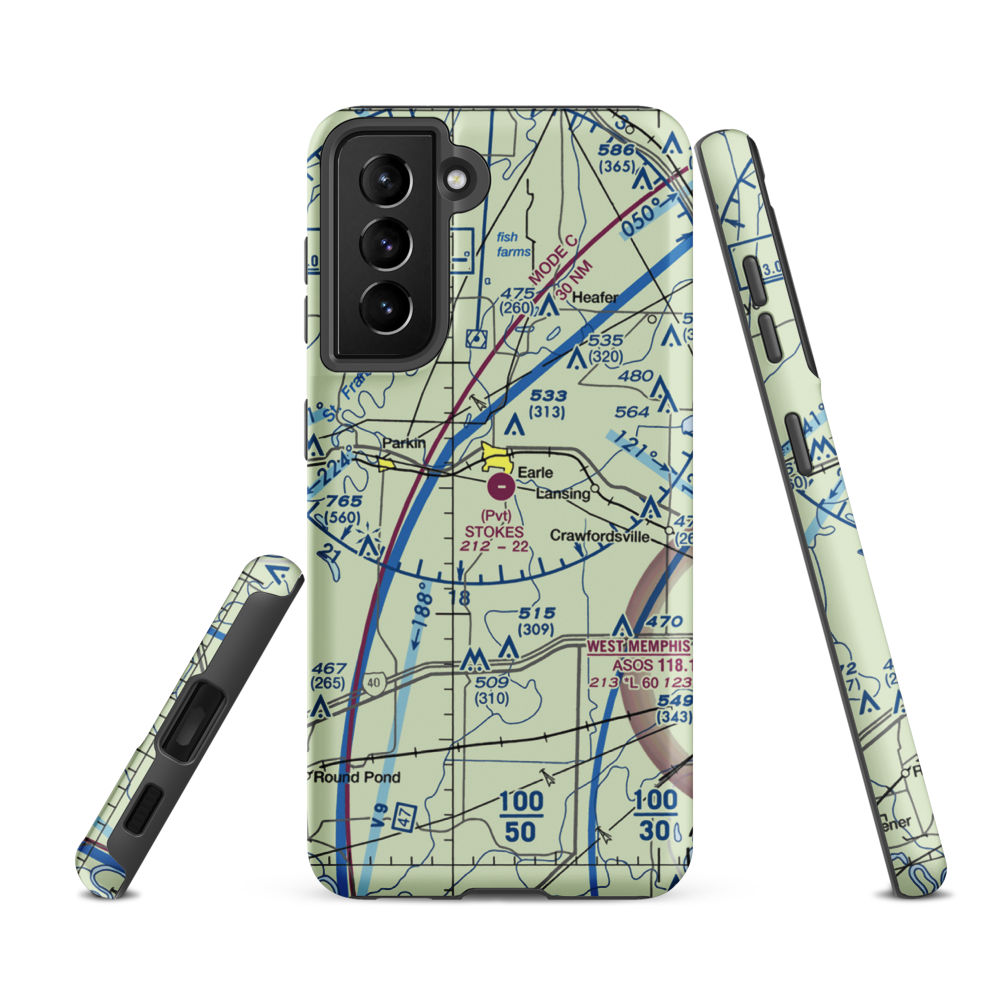 Stokes Airport (63AR) VFR Sectional Samsung Phone Case Samsung Galaxy S21 Ultra model shown