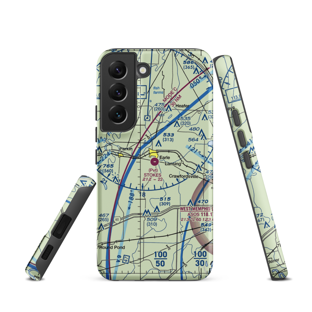 Stokes Airport (63AR) VFR Sectional Samsung Phone Case Samsung Galaxy S22 model shown