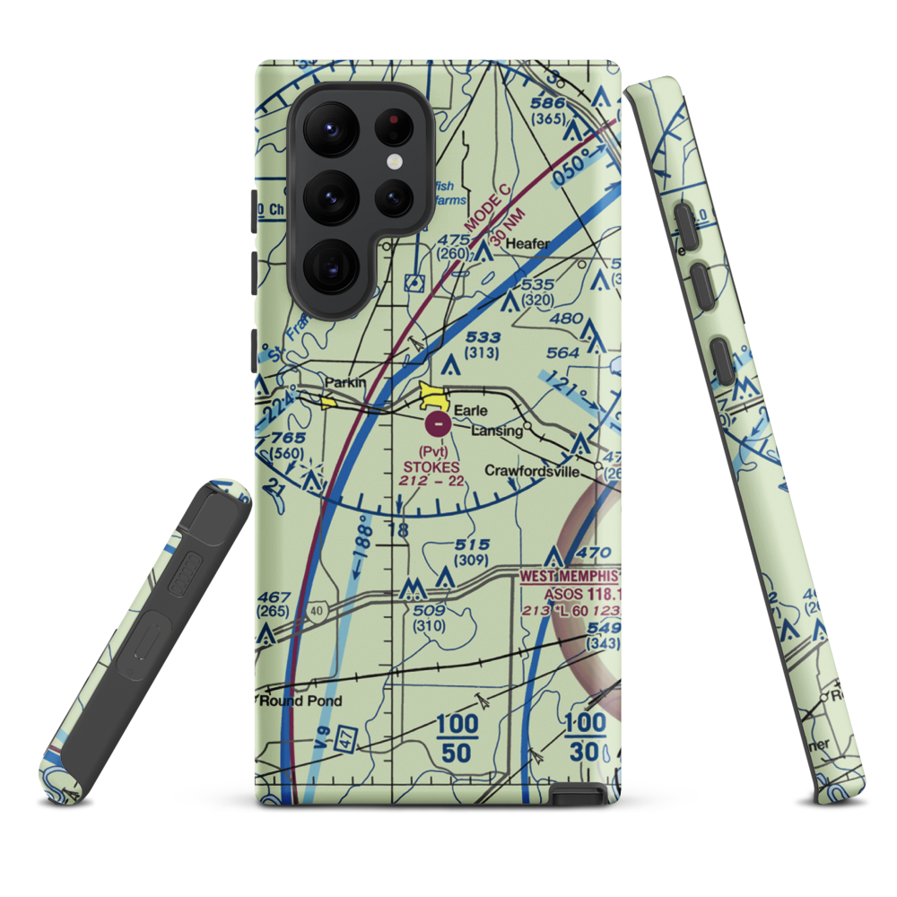 Stokes Airport (63AR) VFR Sectional Samsung Phone Case Samsung Galaxy S22 Ultra model shown