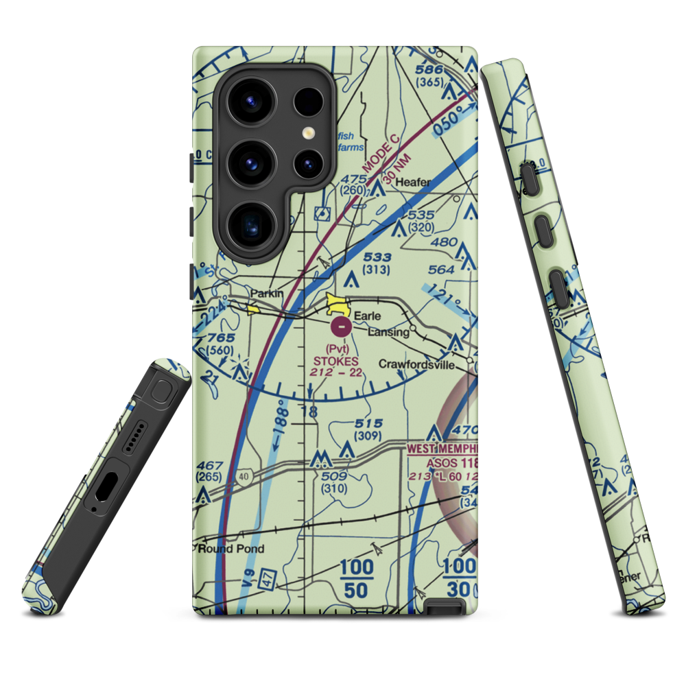 Stokes Airport (63AR) VFR Sectional Samsung Phone Case Samsung Galaxy S24 Ultra model shown