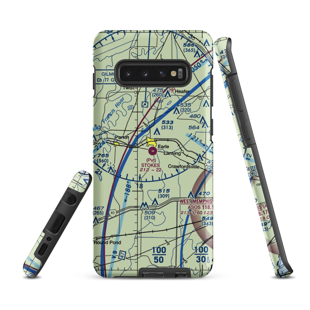 Stokes Airport (63AR) VFR Sectional Samsung Phone Case Samsung Galaxy S10 Plus model shown
