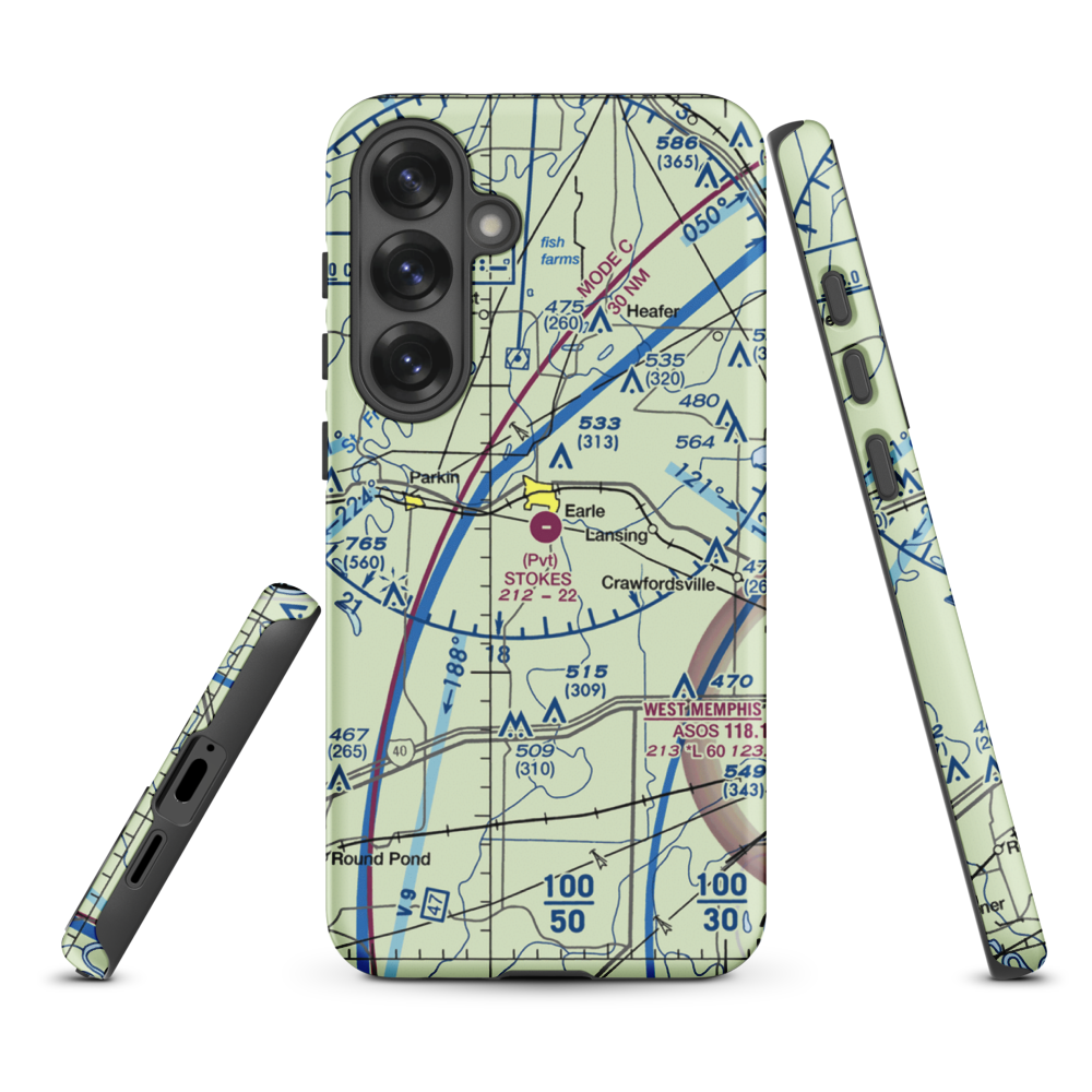 Stokes Airport (63AR) VFR Sectional Samsung Phone Case Samsung Galaxy S25 Plus model shown