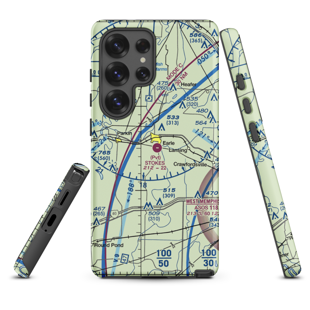 Stokes Airport (63AR) VFR Sectional Samsung Phone Case Samsung Galaxy S25 Ultra model shown