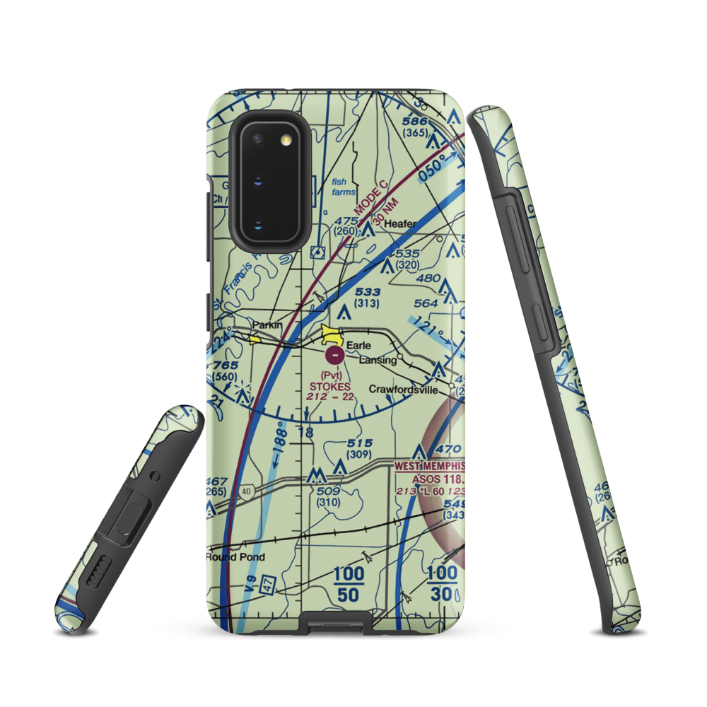 Stokes Airport (63AR) VFR Sectional Samsung Phone Case Samsung Galaxy S20 model shown
