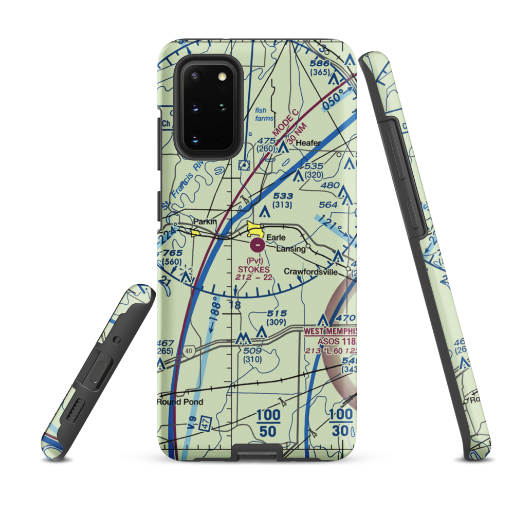 Stokes Airport (63AR) VFR Sectional Samsung Phone Case Samsung Galaxy S20 Plus model shown