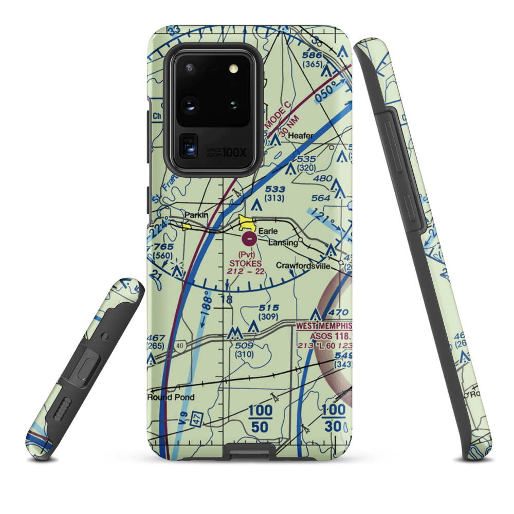 Stokes Airport (63AR) VFR Sectional Samsung Phone Case Samsung Galaxy S20 Ultra model shown