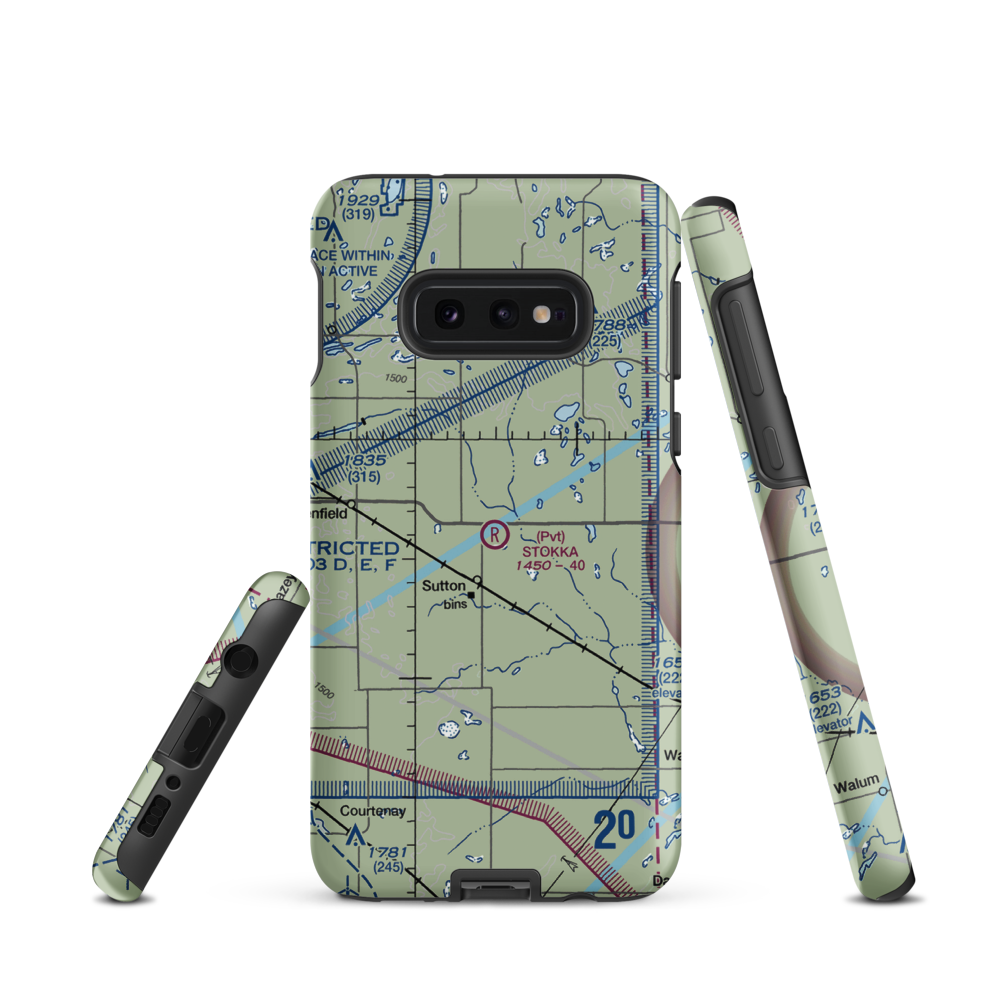 Stokka Airport (ND19) VFR Sectional Samsung Phone Case Samsung Galaxy S10e model shown