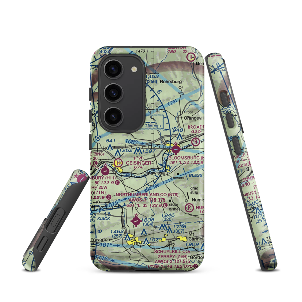 Stone Castle Motel Airport (PA44) VFR Sectional Samsung Phone Case Samsung Galaxy S23 model shown