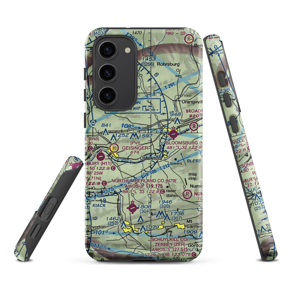 Stone Castle Motel Airport (PA44) VFR Sectional Samsung Phone Case Samsung Galaxy S23 Plus model shown