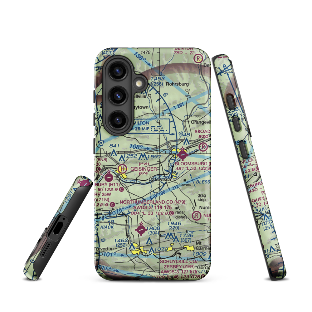 Stone Castle Motel Airport (PA44) VFR Sectional Samsung Phone Case Samsung Galaxy S24 model shown