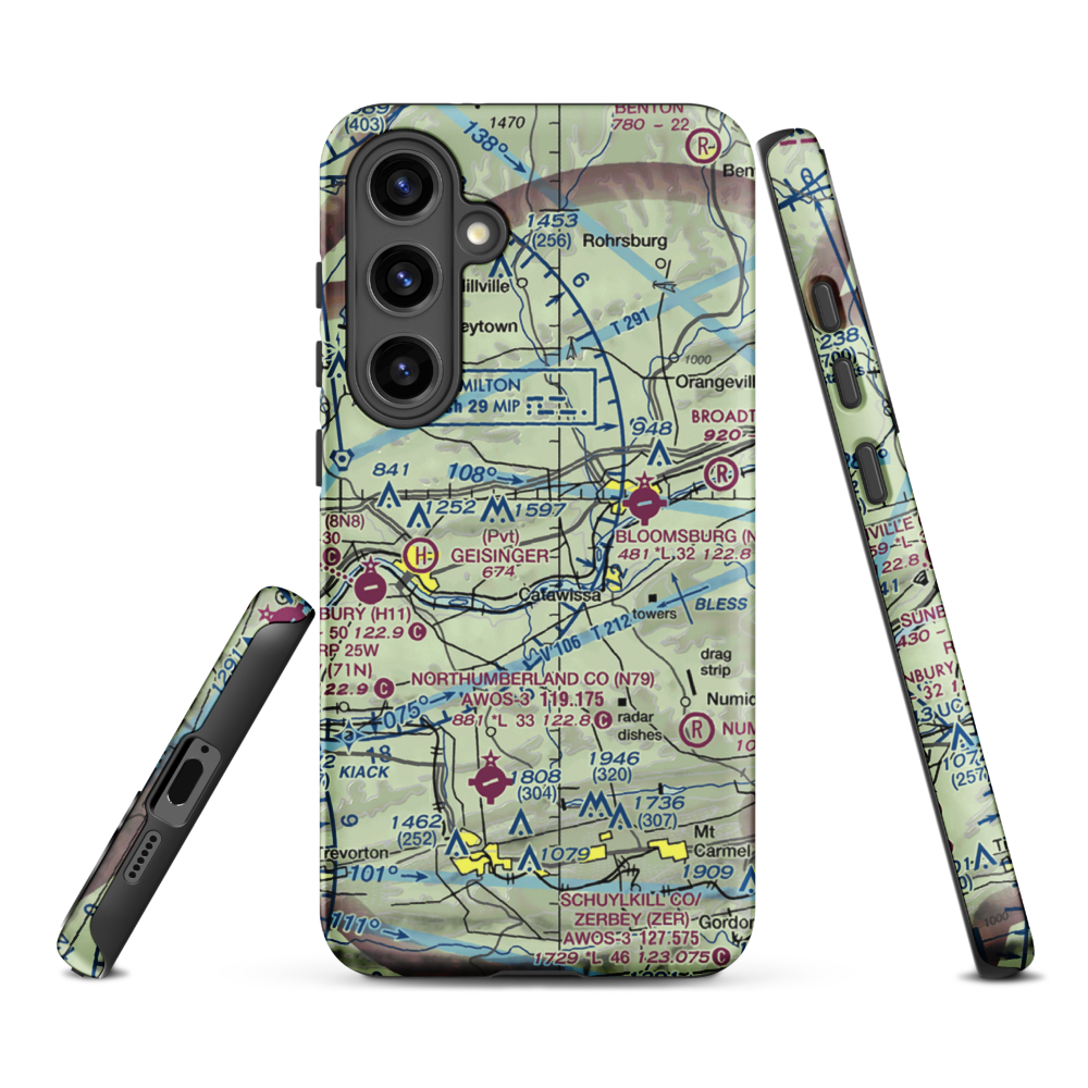 Stone Castle Motel Airport (PA44) VFR Sectional Samsung Phone Case Samsung Galaxy S24 Plus model shown