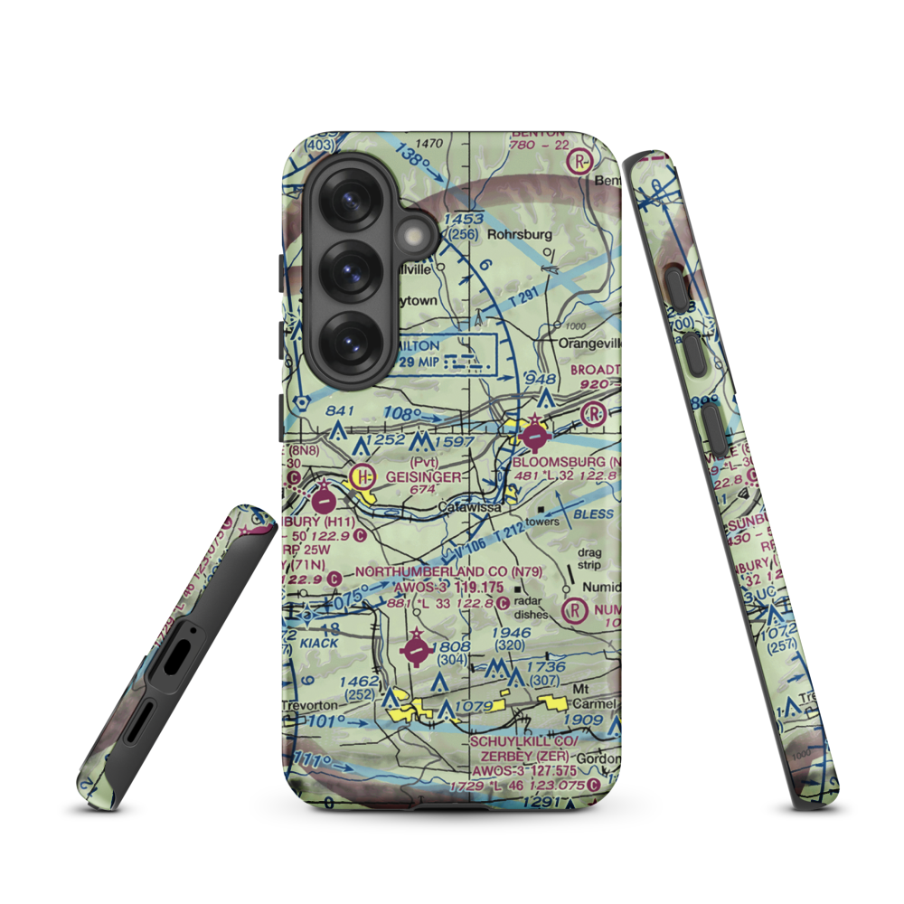 Stone Castle Motel Airport (PA44) VFR Sectional Samsung Phone Case Samsung Galaxy S25 model shown
