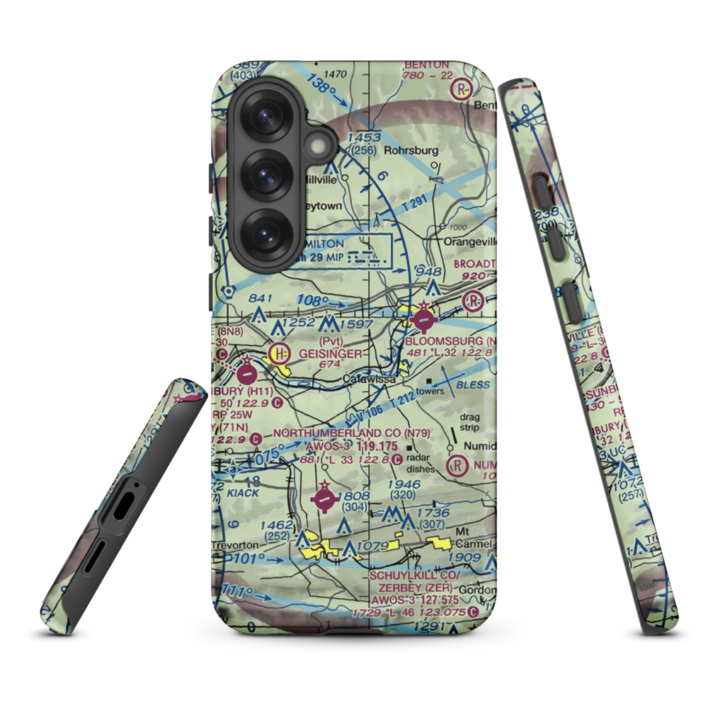 Stone Castle Motel Airport (PA44) VFR Sectional Samsung Phone Case Samsung Galaxy S25 Plus model shown