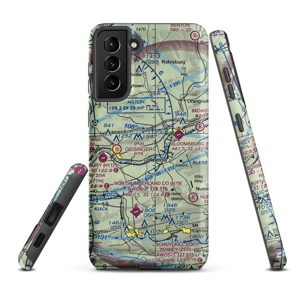 Stone Castle Motel Airport (PA44) VFR Sectional Samsung Phone Case Samsung Galaxy S21 Plus model shown