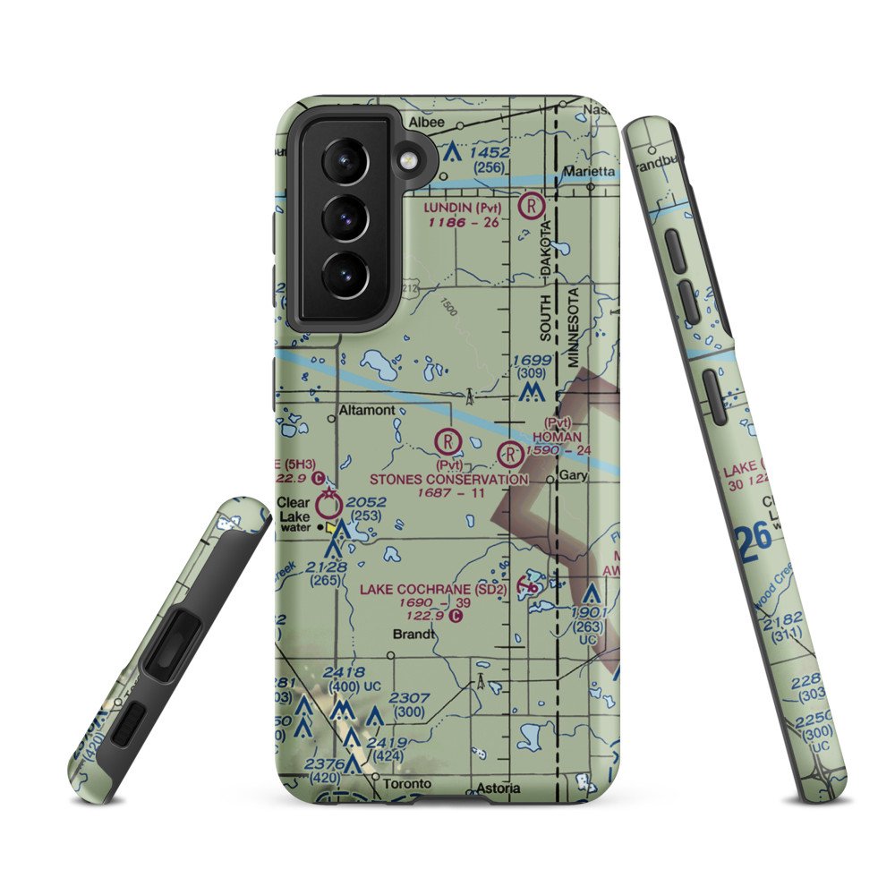 Stone's Conservation Airport (17SD) VFR Sectional Samsung Phone Case Samsung Galaxy S21 FE model shown