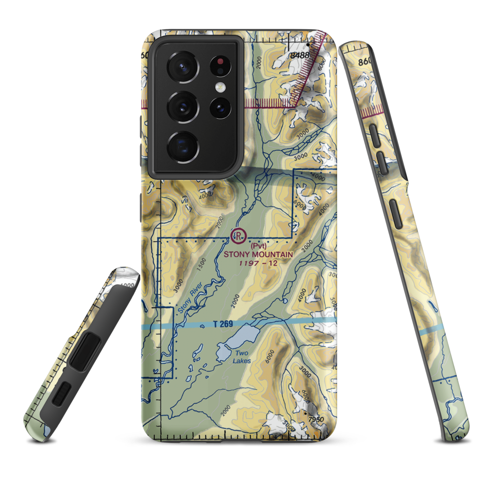 Stony Mountain Lodge Airport (AK53) VFR Sectional Samsung Phone Case Samsung Galaxy S21 Ultra model shown