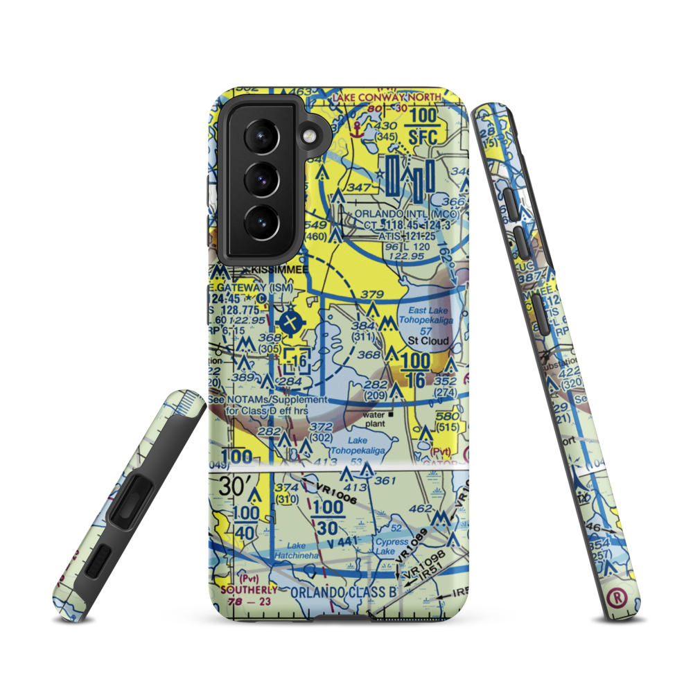 Stout Airport (FD83) VFR Sectional Samsung Phone Case Samsung Galaxy S21 model shown