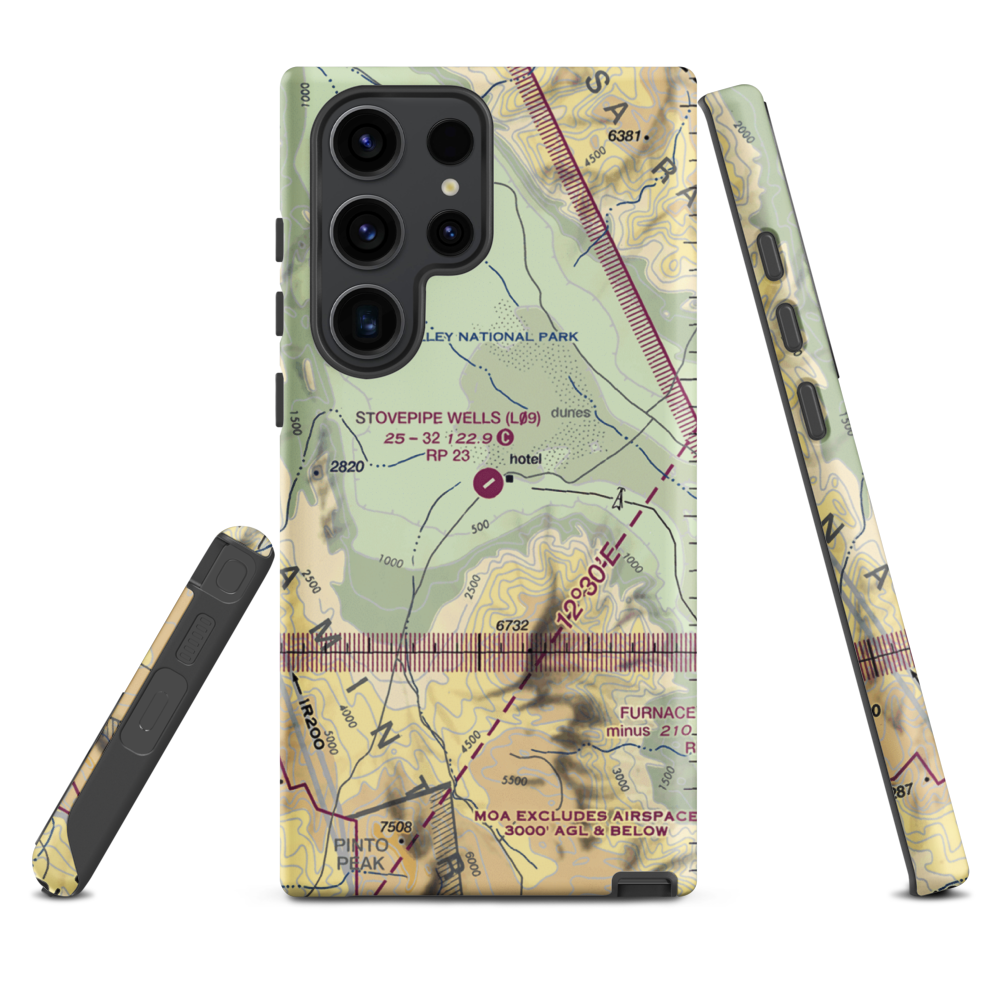 Stovepipe Wells Airport (L09) VFR Sectional Samsung Phone Case Samsung Galaxy S23 Ultra model shown