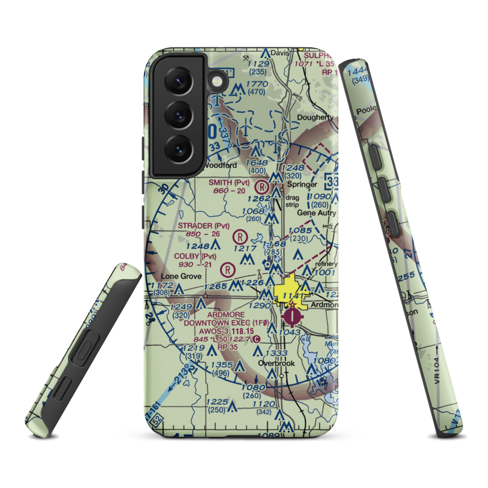 Strader Ranch Airport (OK62) VFR Sectional Samsung Phone Case Samsung Galaxy S22 Plus model shown