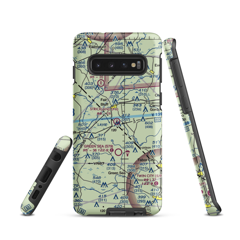 Strickland Field (89NC) VFR Sectional Samsung Phone Case Samsung Galaxy S10 model shown