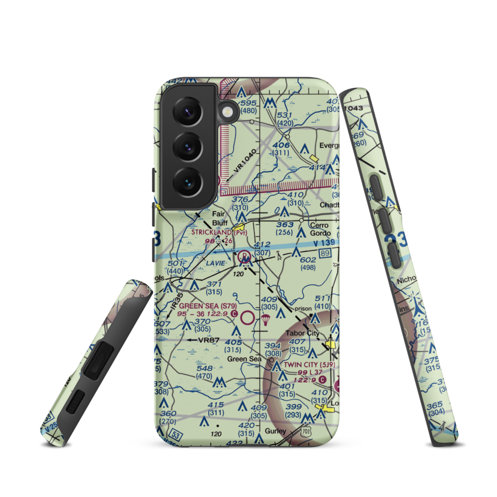 Strickland Field (89NC) VFR Sectional Samsung Phone Case Samsung Galaxy S22 model shown