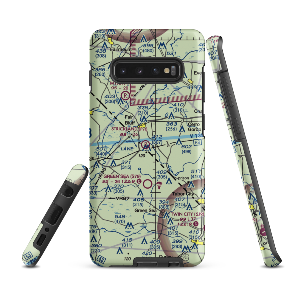 Strickland Field (89NC) VFR Sectional Samsung Phone Case Samsung Galaxy S10 Plus model shown