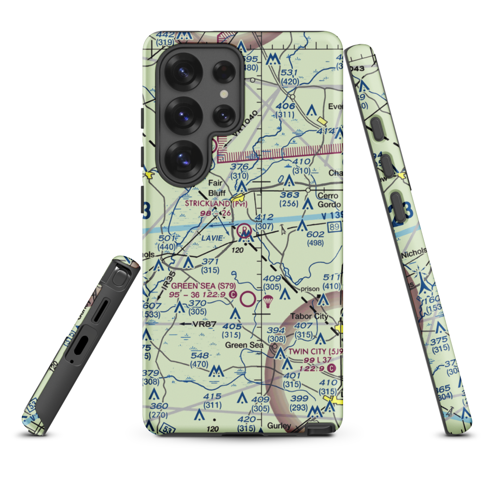 Strickland Field (89NC) VFR Sectional Samsung Phone Case Samsung Galaxy S25 Ultra model shown