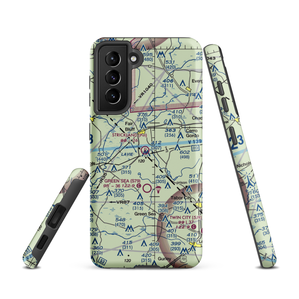 Strickland Field (89NC) VFR Sectional Samsung Phone Case Samsung Galaxy S21 model shown