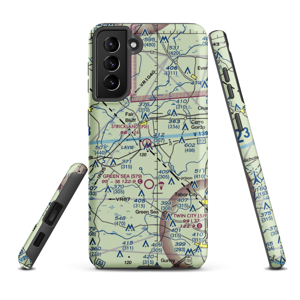 Strickland Field (89NC) VFR Sectional Samsung Phone Case Samsung Galaxy S21 FE model shown