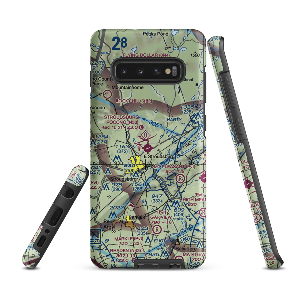 Stroudsburg Pocono Airport (N53) VFR Sectional Samsung Phone Case Samsung Galaxy S10 Plus model shown