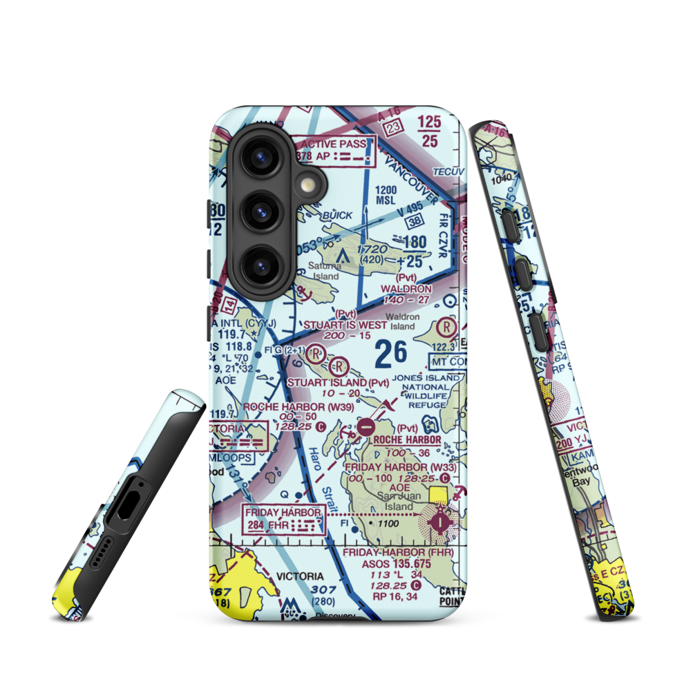 Stuart Island Airpark (SSW) VFR Sectional Samsung Phone Case Samsung Galaxy S24 model shown