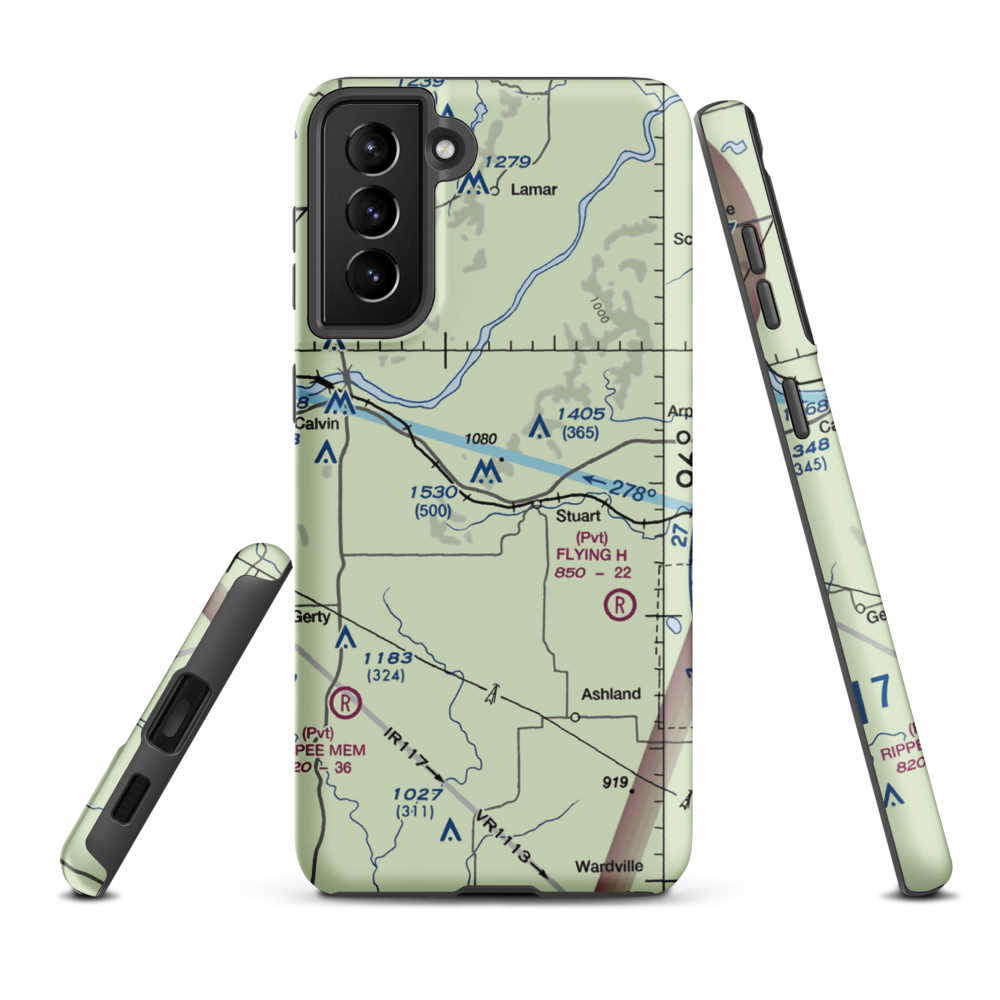 Stuart Mountain Airpark (OL19) VFR Sectional Samsung Phone Case Samsung Galaxy S21 FE model shown