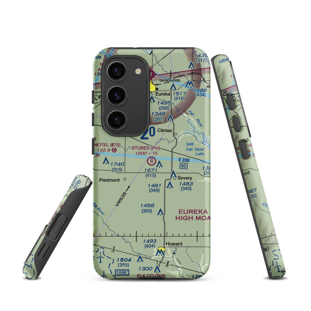 Stuber Flying Ranch Airport (2KS2) VFR Sectional Samsung Phone Case Samsung Galaxy S23 model shown