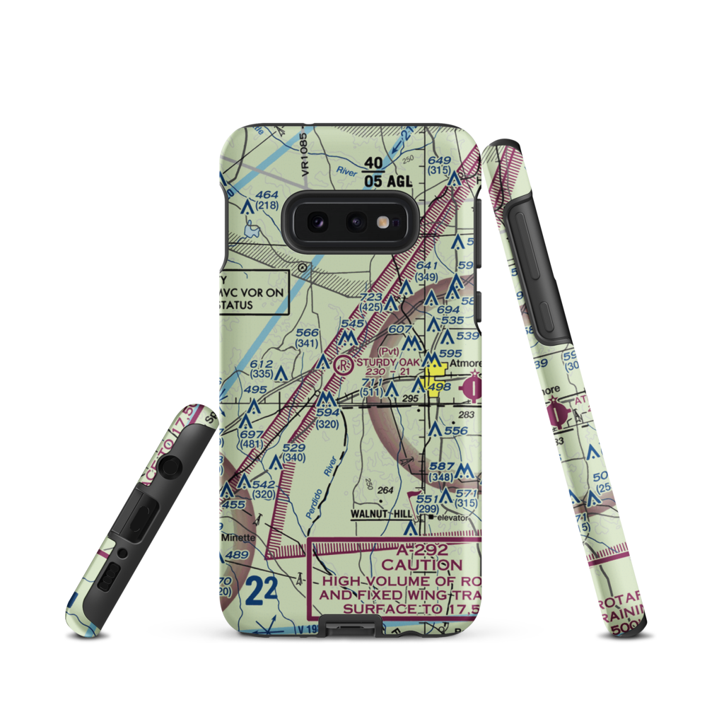 Sturdy Oak Farm Airport (AL33) VFR Sectional Samsung Phone Case Samsung Galaxy S10 Plus model shown