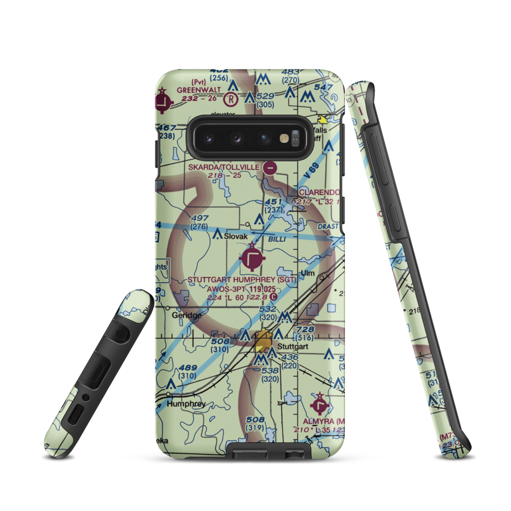 Stuttgart Municipal Airport / Carl Humphrey Field (SGT) VFR Sectional Samsung Phone Case Samsung Galaxy S10 model shown