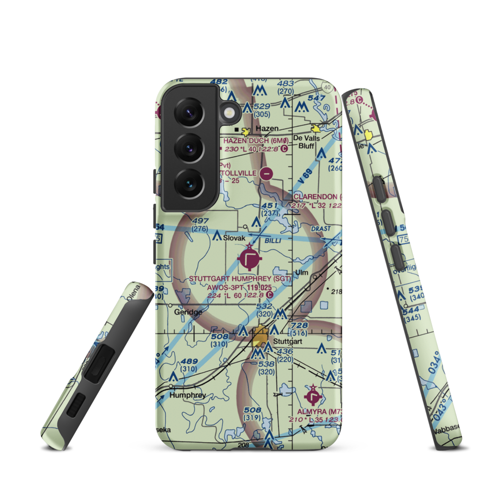 Stuttgart Municipal Airport / Carl Humphrey Field (SGT) VFR Sectional Samsung Phone Case Samsung Galaxy S22 model shown