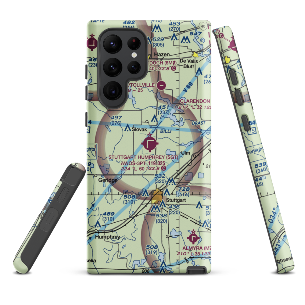 Stuttgart Municipal Airport / Carl Humphrey Field (SGT) VFR Sectional Samsung Phone Case Samsung Galaxy S22 Ultra model shown