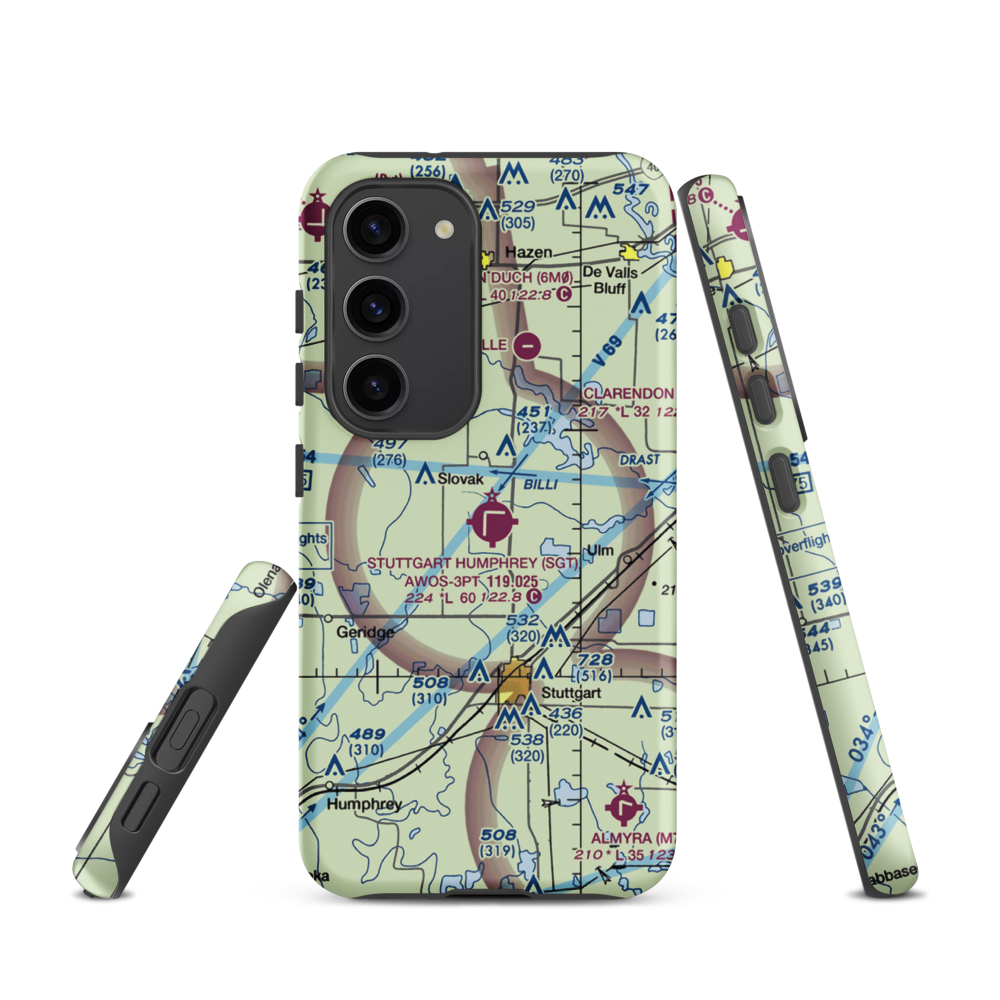 Stuttgart Municipal Airport / Carl Humphrey Field (SGT) VFR Sectional Samsung Phone Case Samsung Galaxy S23 model shown