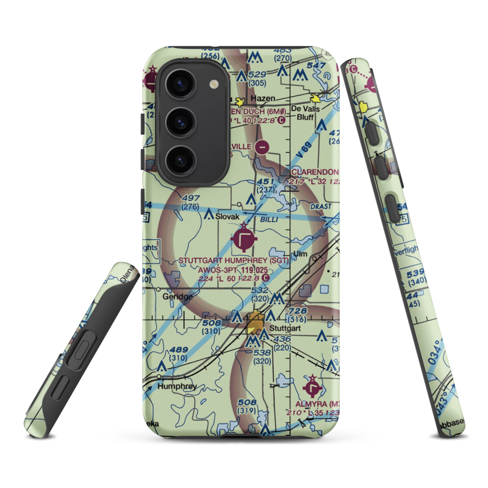 Stuttgart Municipal Airport / Carl Humphrey Field (SGT) VFR Sectional Samsung Phone Case Samsung Galaxy S23 Plus model shown