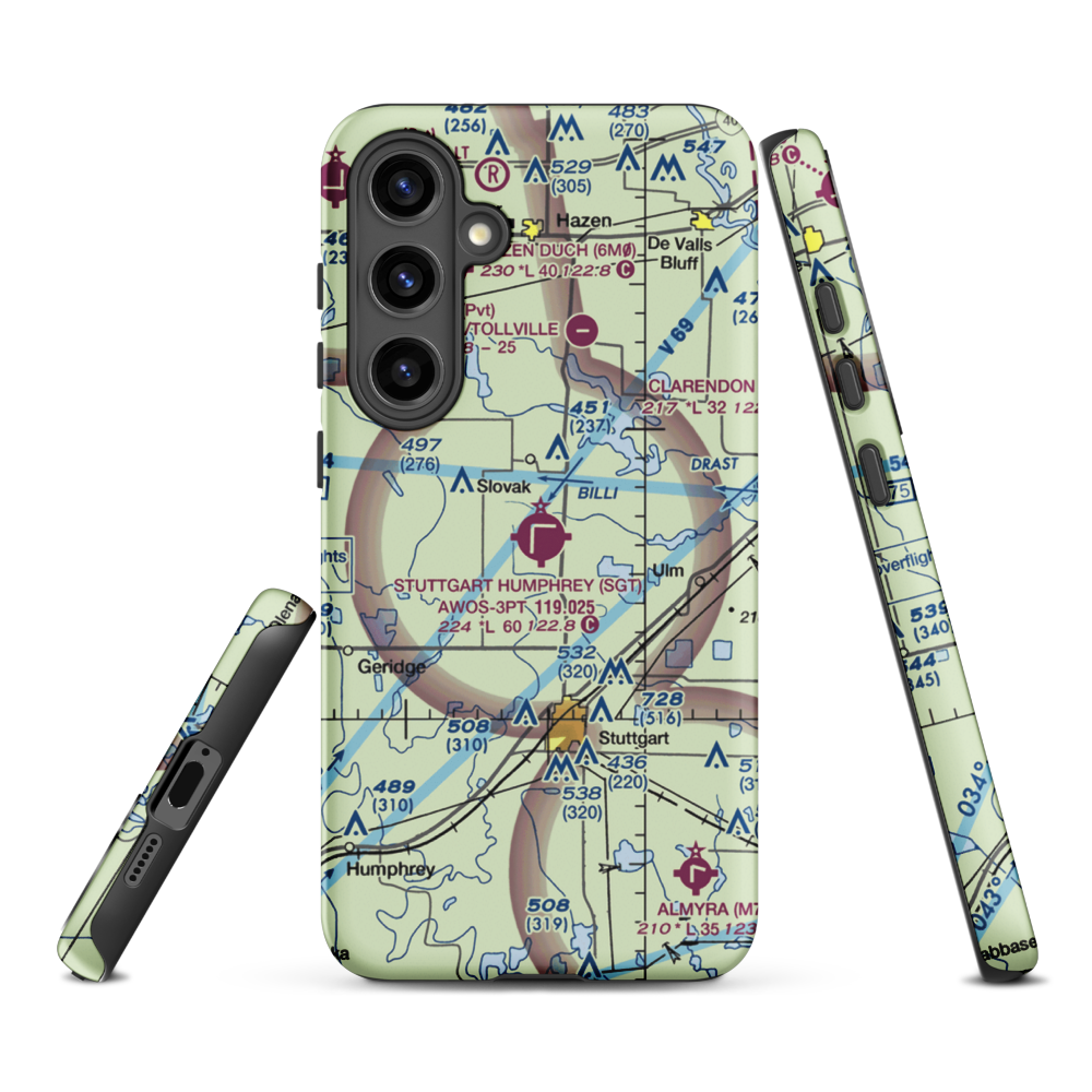 Stuttgart Municipal Airport / Carl Humphrey Field (SGT) VFR Sectional Samsung Phone Case Samsung Galaxy S24 Plus model shown