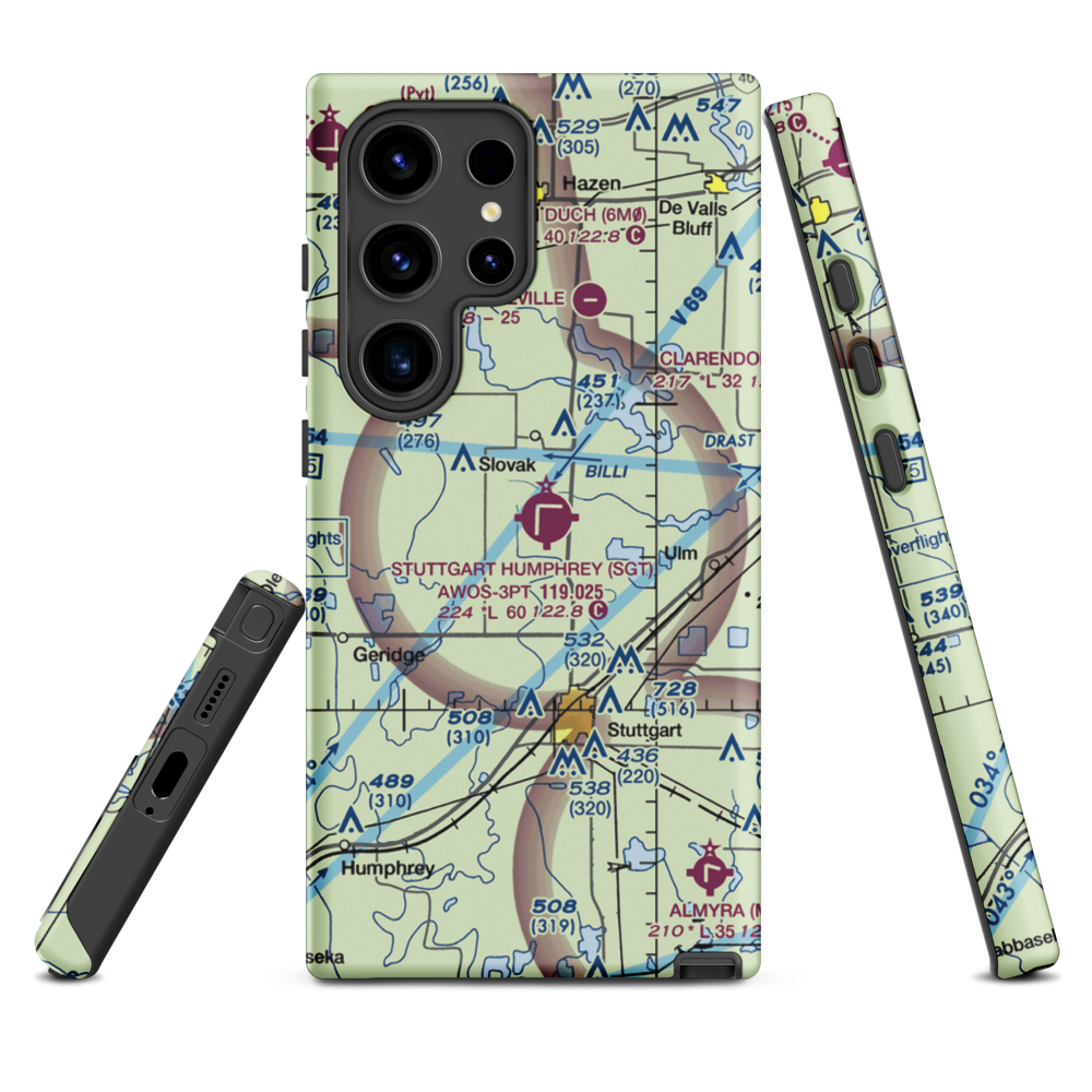 Stuttgart Municipal Airport / Carl Humphrey Field (SGT) VFR Sectional Samsung Phone Case Samsung Galaxy S24 Ultra model shown
